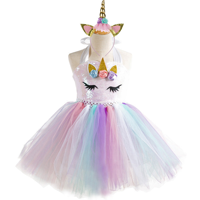 Unicorns Kisses Girls Summer Halter Dress