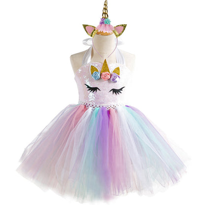 Unicorns Kisses Girls Summer Halter Dress