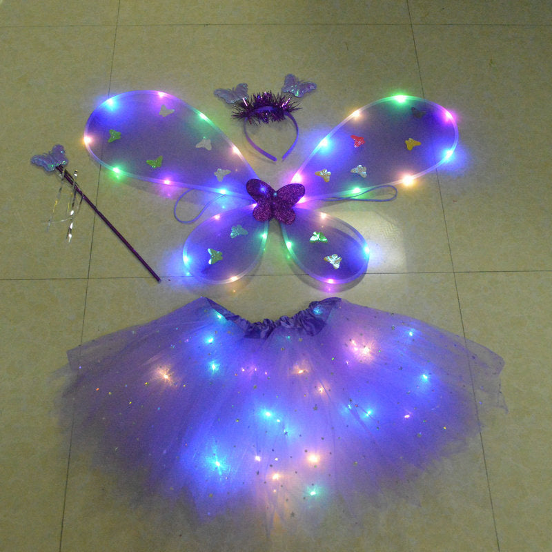 Glowing Butterfly Wings  Fairy Stick Three-piece Unicorn Set