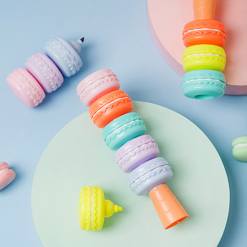 Macaraoon Goodness  Novelty Cookie Highlighter Pen Set Fluorescent Color