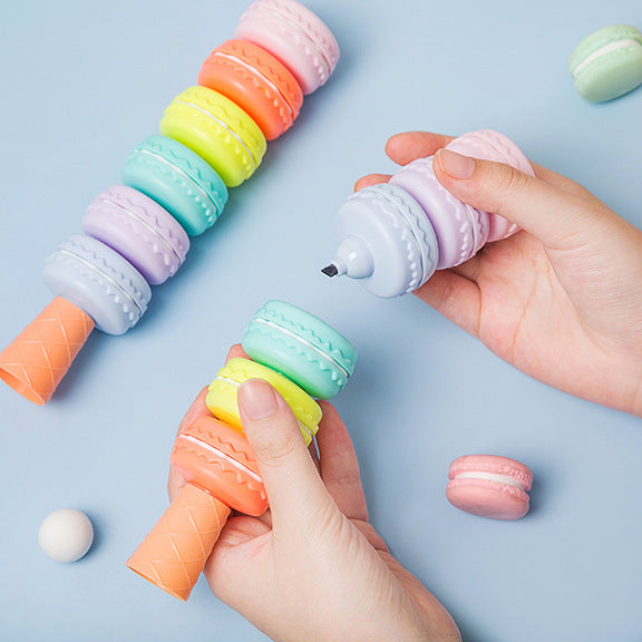 Macaraoon Goodness  Novelty Cookie Highlighter Pen Set Fluorescent Color