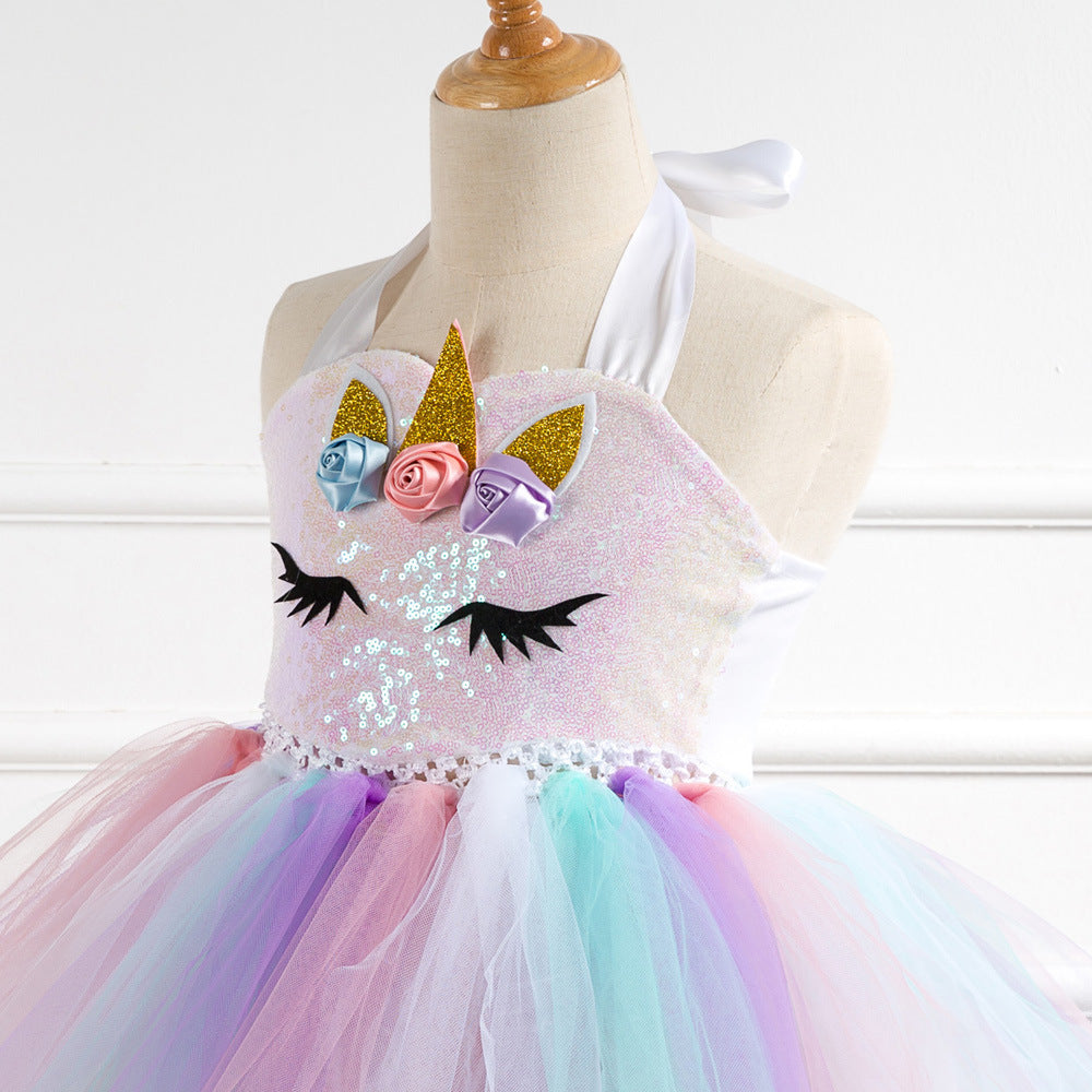 Unicorns Kisses Girls Summer Halter Dress