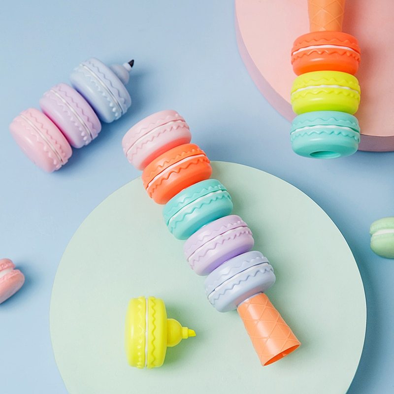 Macaraoon Goodness  Novelty Cookie Highlighter Pen Set Fluorescent Color