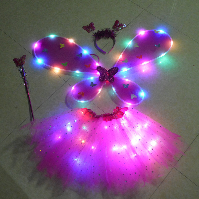 Glowing Butterfly Wings  Fairy Stick Three-piece Unicorn Set