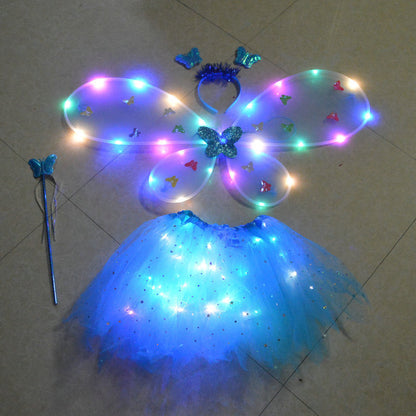 Glowing Butterfly Wings  Fairy Stick Three-piece Unicorn Set